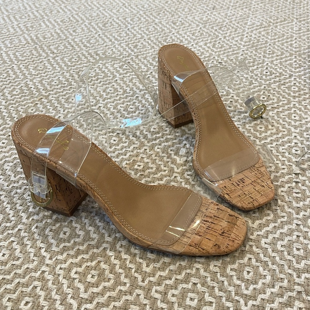 Bamboo clear strap heels